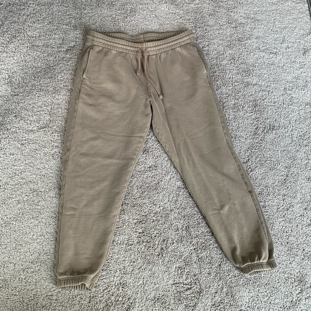 Aritzia TNA Cozy AF Tan Fleece Jogger Sweatpants